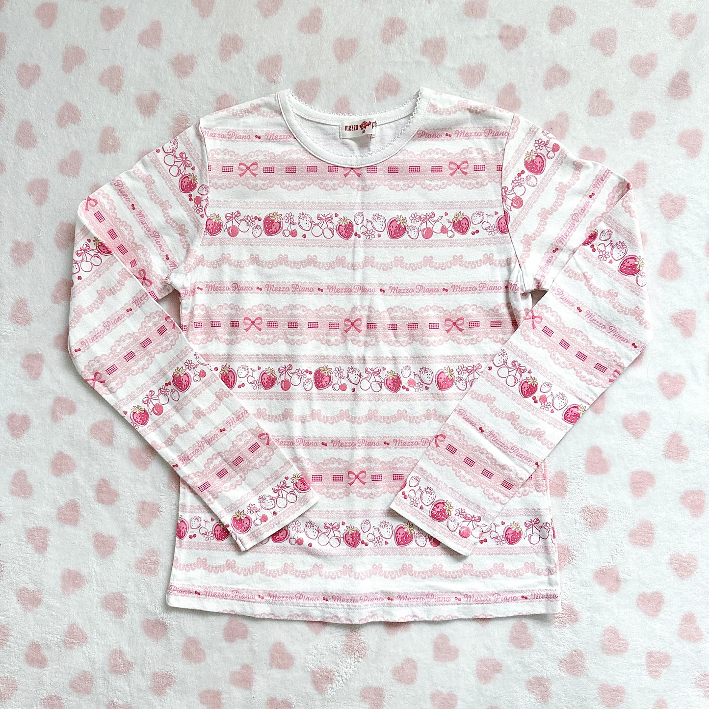 mezzo piano strawberry ribbon patterned longsleeve 🍓⋆ ˚｡⋆୨୧˚