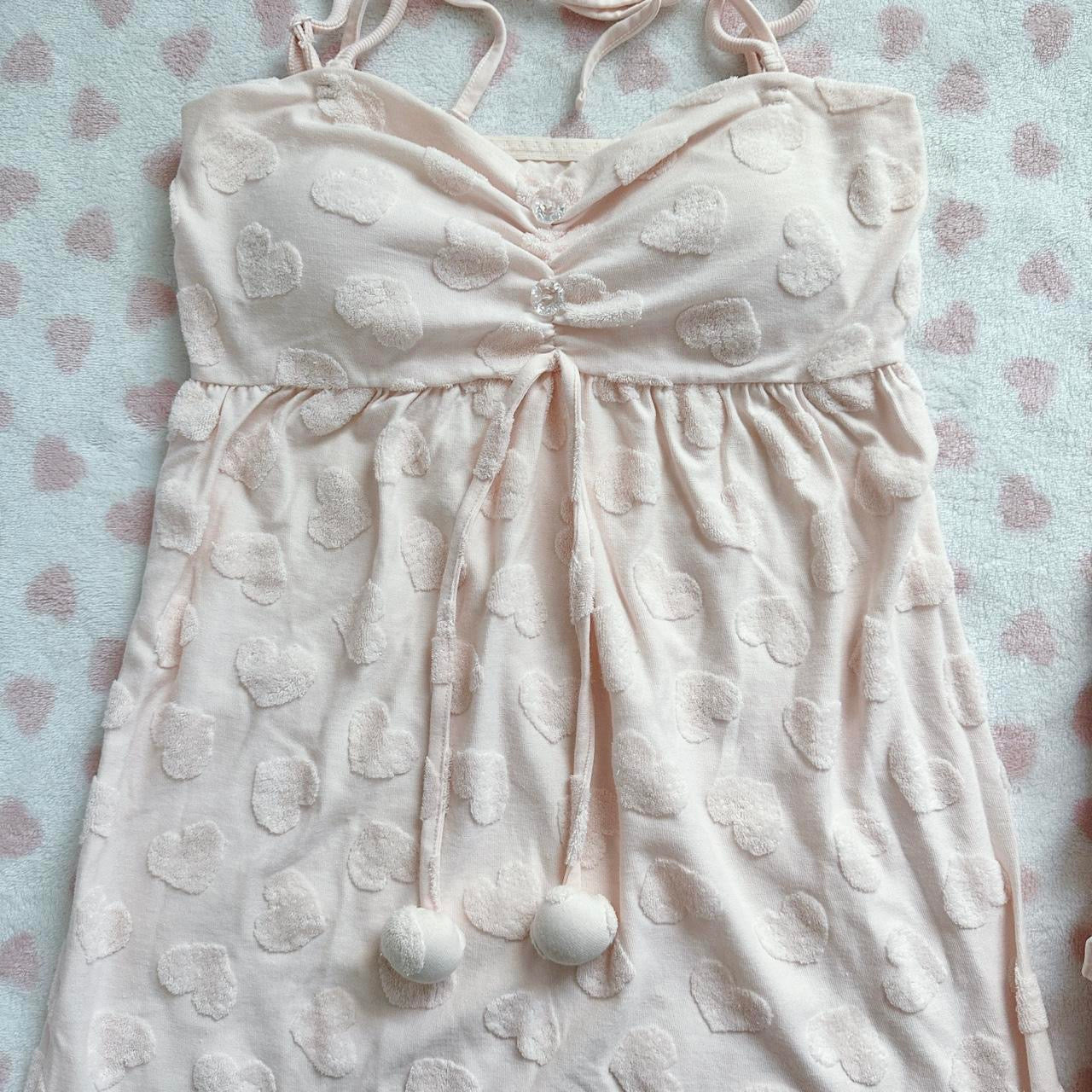 pom pom hearts pink babydoll loungewear set ⋆ ˚｡⋆୨୧˚