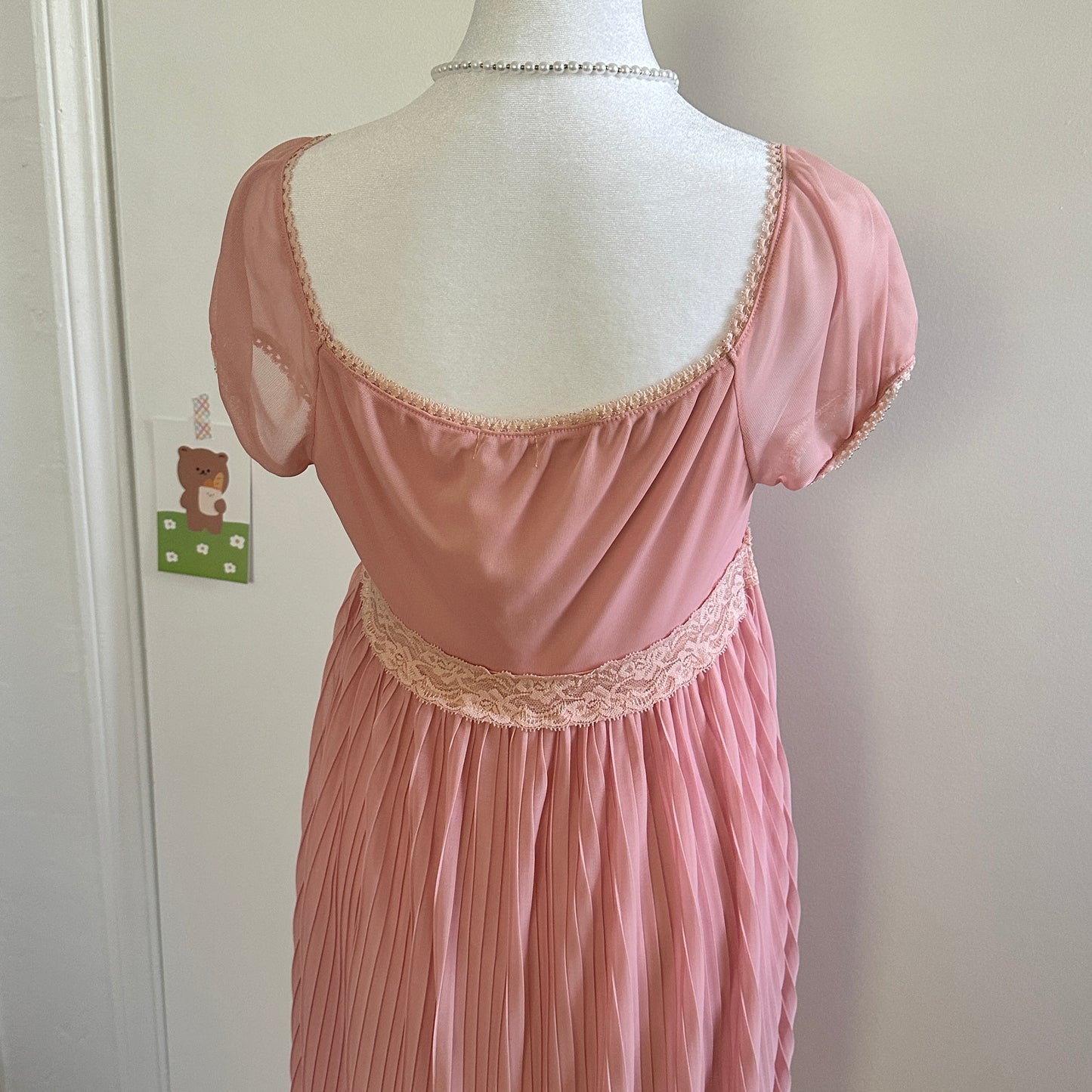 pink semi sheer lace dress ⋆ ˚｡⋆୨୧˚