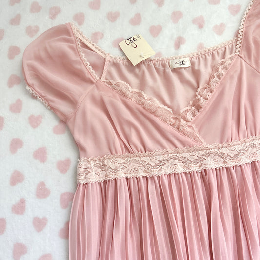 pink semi sheer lace dress ⋆ ˚｡⋆୨୧˚