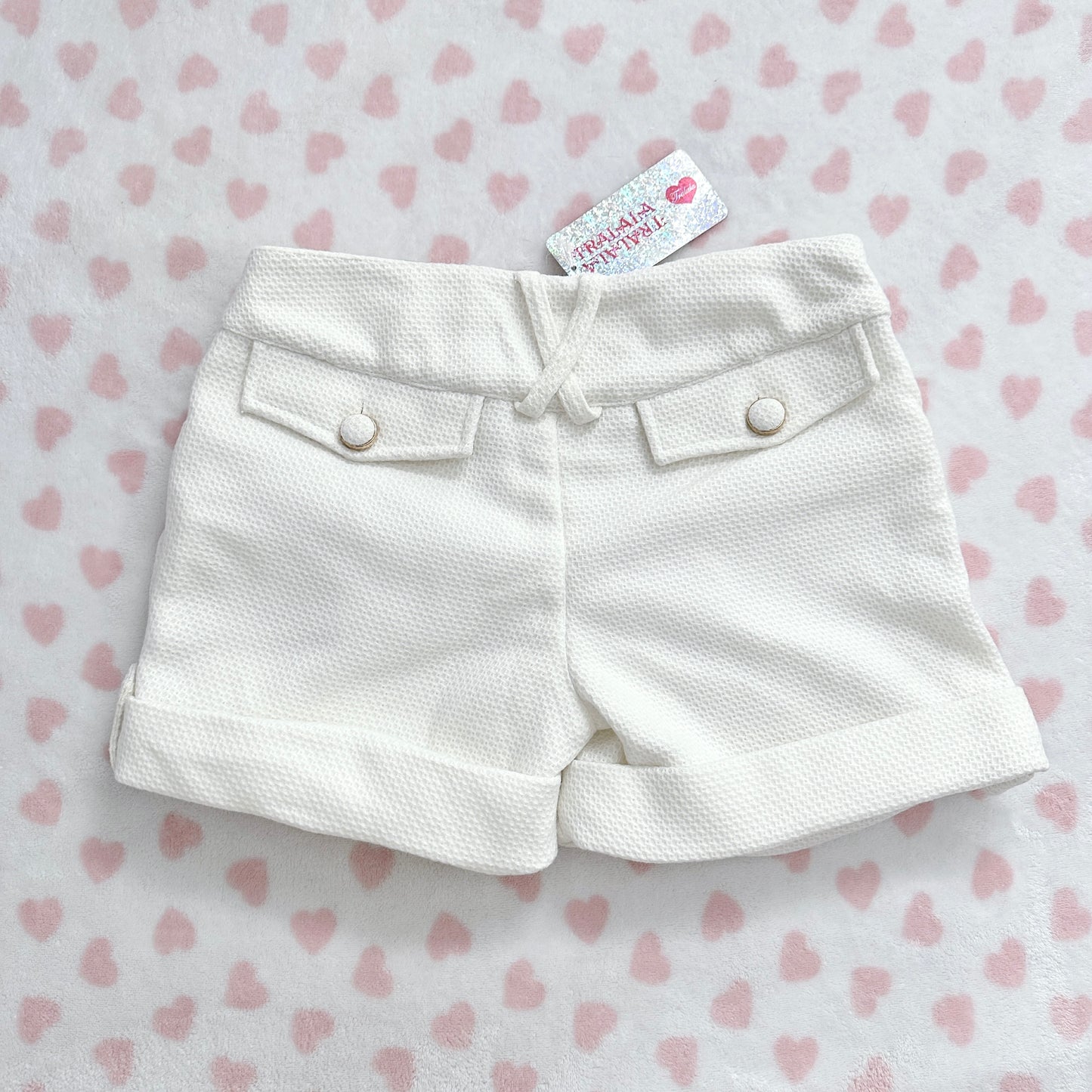 tralala white corduroy button shorts ⋆ ˚｡⋆୨୧˚