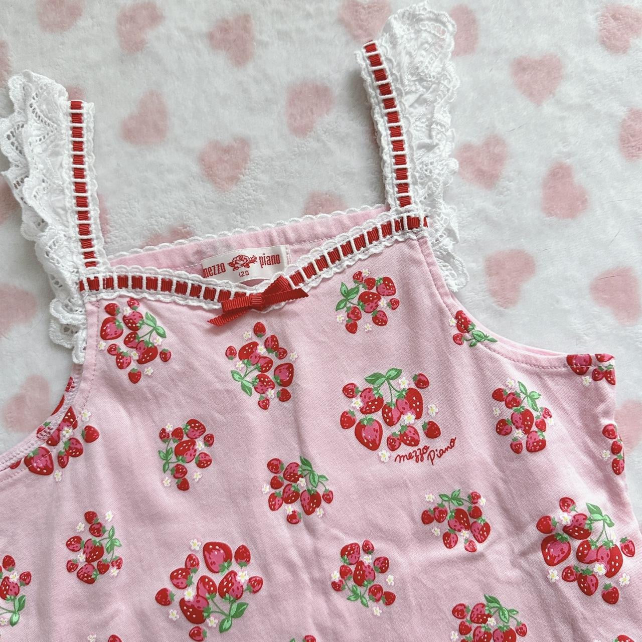 mezzo piano pink strawberry lace tank 🍓 ⋆ ˚｡⋆୨୧˚ – fromsuzu