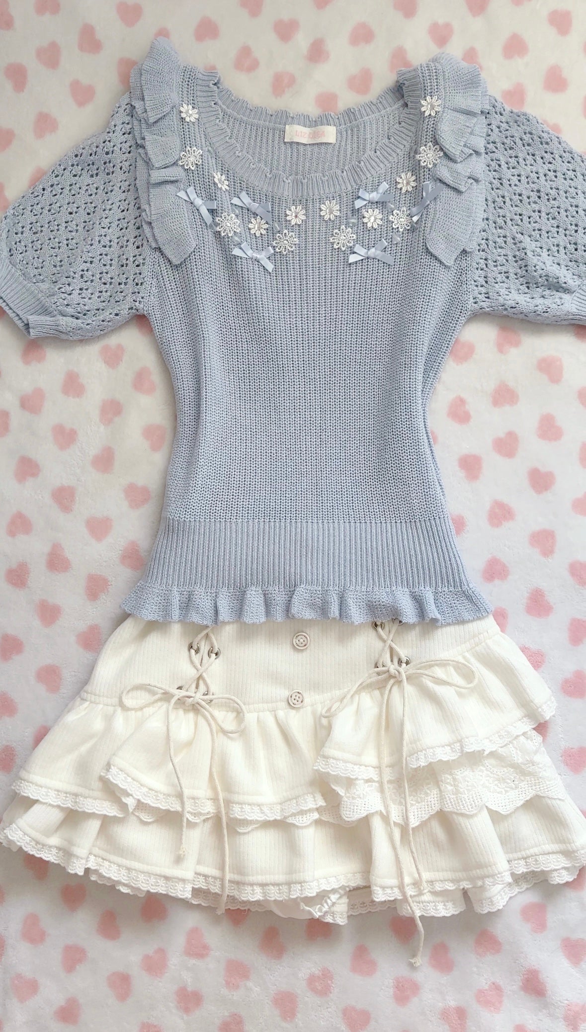 liz lisa blue knitted ruffle top ⋆ ˚｡⋆୨୧˚