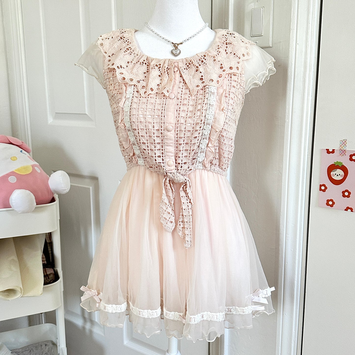 liz lisa light pink lace collar mini dress🍦⋆ ˚｡⋆୨୧˚