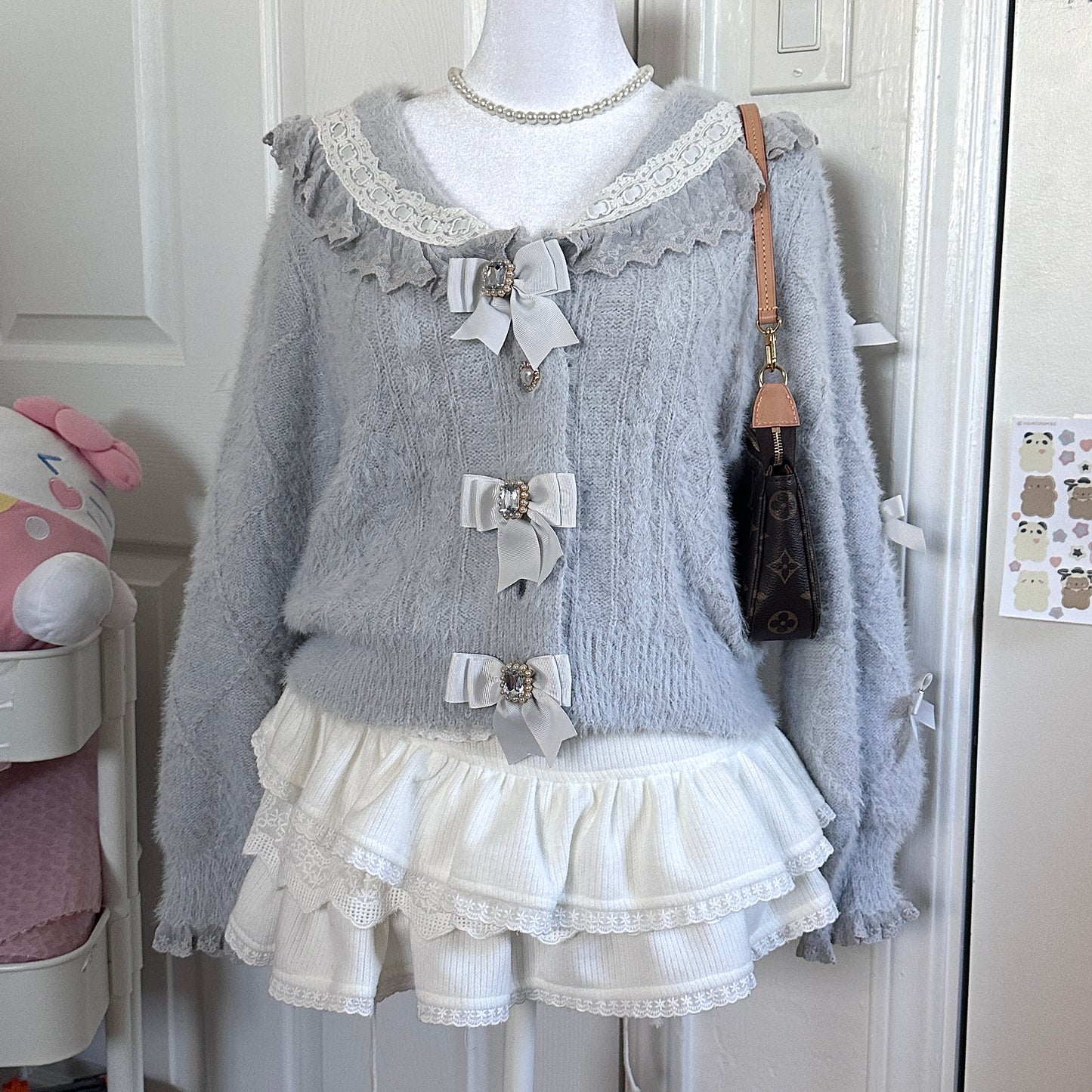 liz lisa blue sailor style ribbon lace sweater ♡