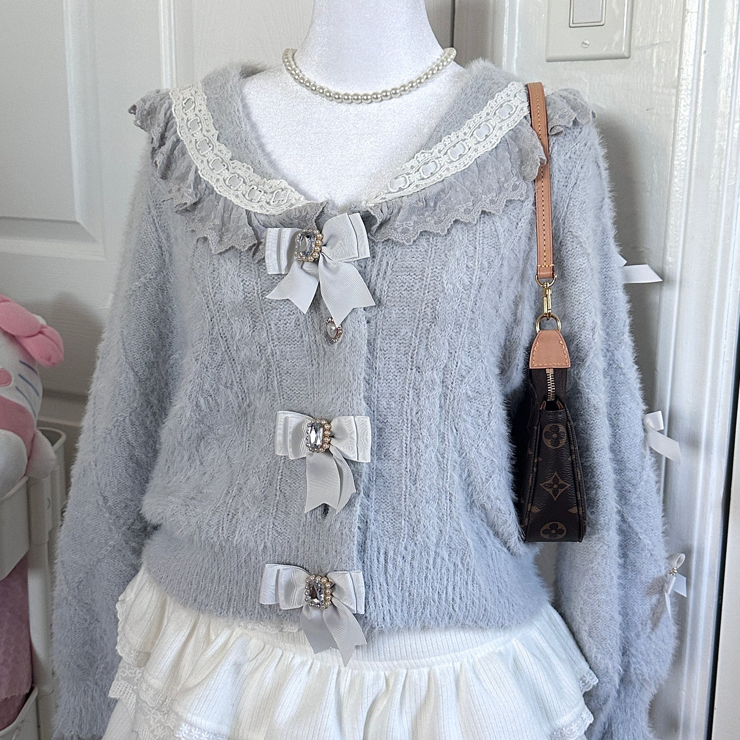 liz lisa blue sailor style ribbon lace sweater ♡